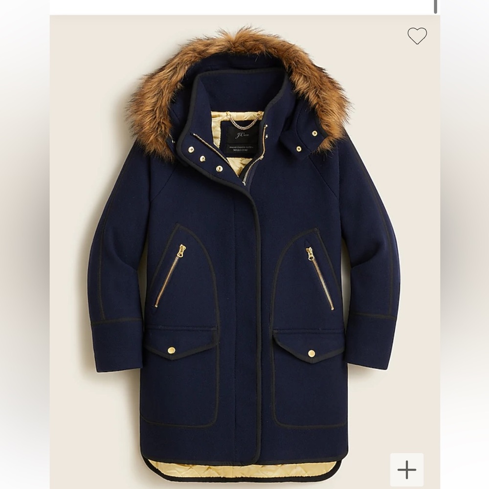 J Crew Summit parka in Italian stadium-cloth wool
Navy, Size 16 NEW WITH TAGS